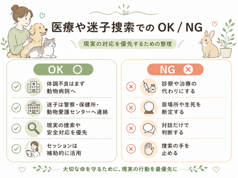 医療や迷子捜索でのOK/NG